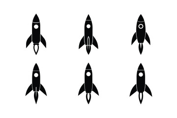 Rocket Silhouette Icon Set vector illustration
