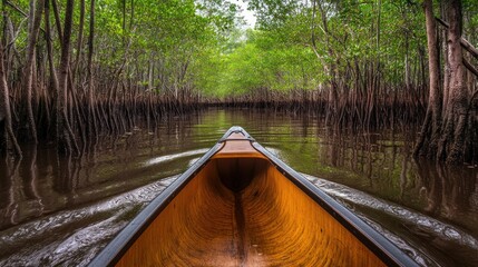 Fototapeta premium Canoe through mangrove forest