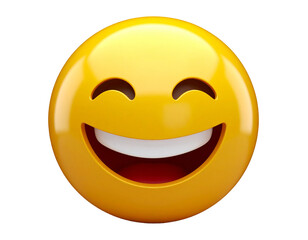 3d rendered happy emoji face isolated on transparent background