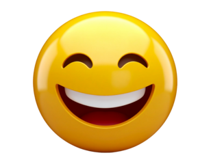 3d rendered happy emoji face isolated on transparent background