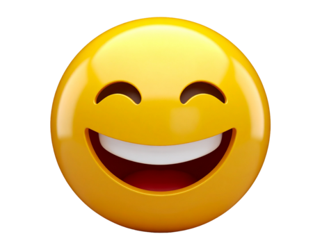3d rendered happy emoji face isolated on transparent background - Powered by Adobe