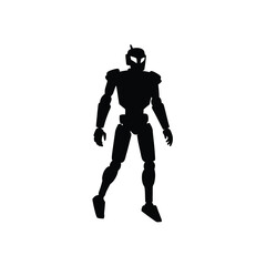 Fototapeta premium Robot Walking Vector Silhouette Humanoid Blue