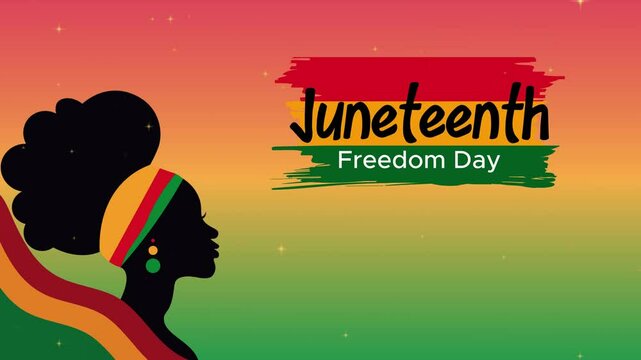 Juneteenth Freedom Day text and black people Animation and Juneteenth Freedom Day motion graphic for Freedom Day or Emancipation Day celebration.