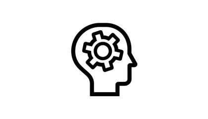 Head silhouette with gear symbolizing cognitive processing