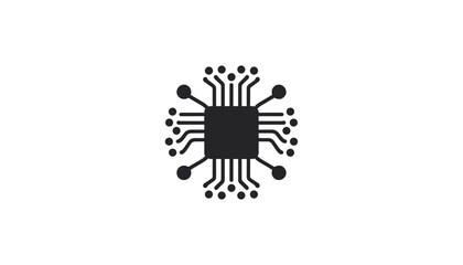 Microchip with circuit lines on a white background