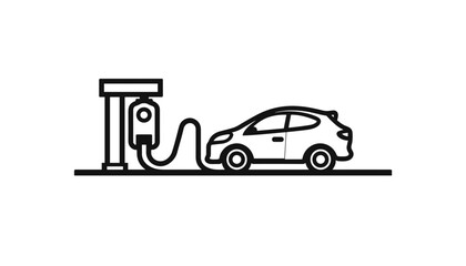 Electric car charging at a station