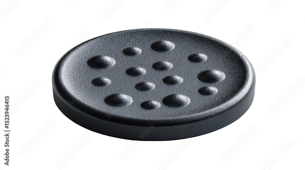 Poster abstract black circular design element with textured surface and multiple small raised dots detailed