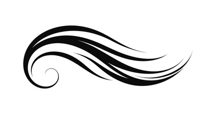 Fototapeta premium Stylized black hair wave design on white background