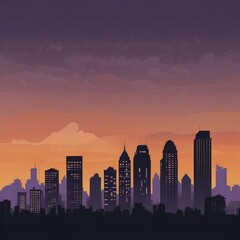 Fototapeta premium city, skyline, building, architecture, sky, skyscraper, urban, cityscape, downtown, sunset, buildings, business, view, tower, office, panorama, sunrise, sun, travel, construction, dusk, district