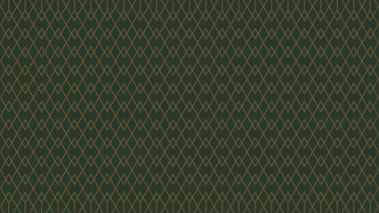 Fototapeta premium seamless geometric rhombus line art vector, Simple line rhombus connect each other in gold and green color.