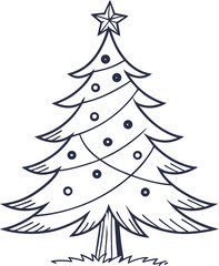 
Christmas tree hand drawn illustrations. Vector.