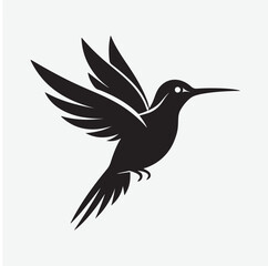Obraz premium Hummingbird Silhouette Vector | Minimal Bird Flying Logo Design