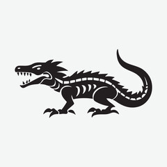 Obraz premium crocodile, reptile, alligator, animal, lizard, wildlife, isolated, nature vector silhutte 