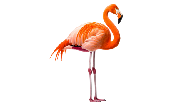 American flamingo bird isolated on transparent background