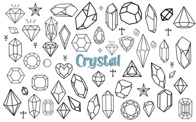 Crystal charcoal hand drawn doodle line art