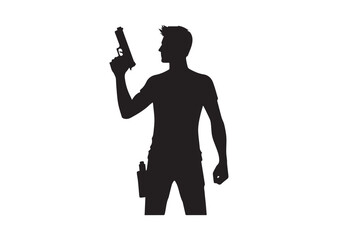 A man hold a gun Silhouette Vector
