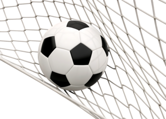 soccer ball or football ball in the net isolated on white background PNG