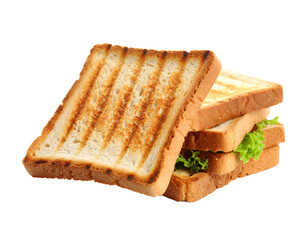 Fototapeta premium Grilled toast sandwich with lettuce isolated on transparent background