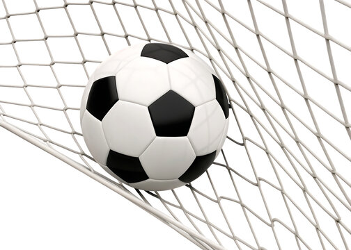 soccer ball or football ball in the net isolated on white background PNG