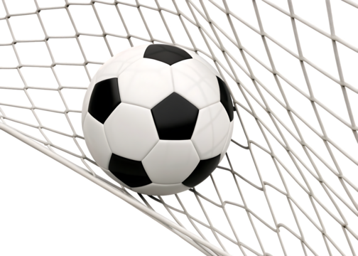 soccer ball or football ball in the net isolated on white background PNG