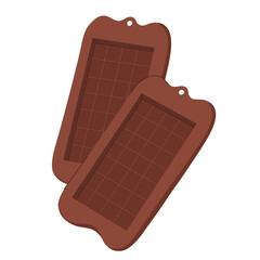Chocolate molds with bar-shaped sections vector hand drawn illustration. Useful element for dessert themes, product visuals, baking content, menu illustrations, branding and kitchen art