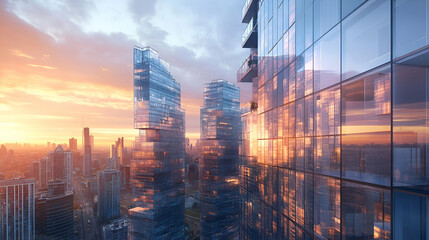 Sunrise Over Modern City Skyline