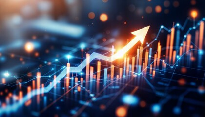 Abstract financial growth chart with rising arrow