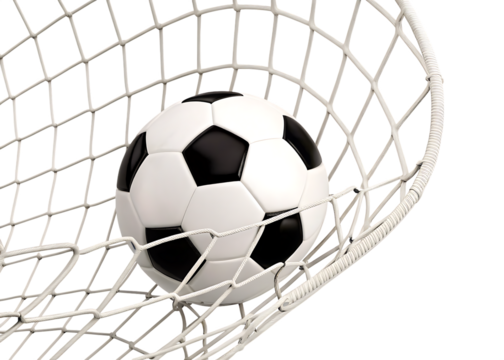 soccer ball or football ball in the net isolated on white background PNG