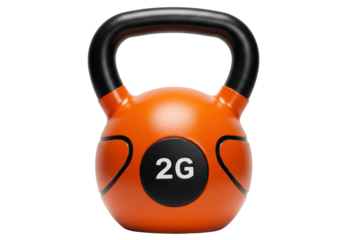 Isolated Orange Kettlebell with Black Markings