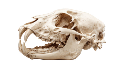 Detailed closeup of a realistic animal skull model isolated on perfect for anatomy study or halloween decoration high resolution image ideal for on transparent background 3d jaw