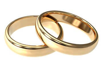  two golden wedding rings isolated on white background PNG