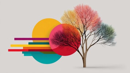 Strategic growth visualization colorful arrows and tree branches as a metaphor for innovation digital art modern environment