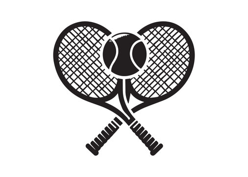 black tennis rackets and ball clip art preview