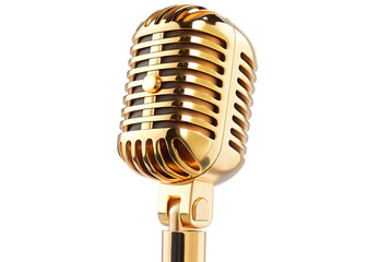 Fototapeta premium vintage gold microphone isolated on white background PNG