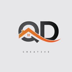 QD Real Estate Creative Logo &ndash; Minimalist House Roof Monogram for Property, Realtor & Construction Branding	

