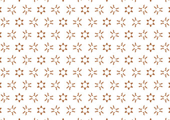 Charming Brown Star and Swirl Pattern on White Background