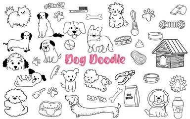 Obraz premium set of Dog Doodle element clipart decoration hand drawn design