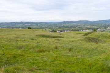 Obraz premium View from Brent Knoll towards the Mendip hills, Somerset, England