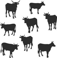 Silhouettes of cows a collection of elegant cow silhouettes for design projects