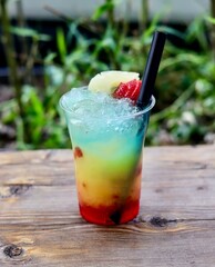 mojito cocktail on wooden table