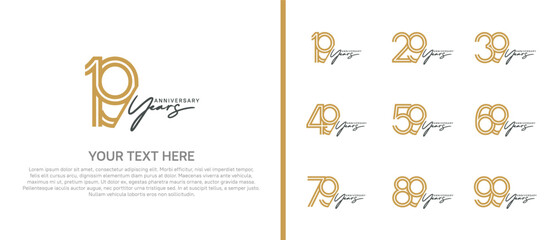 logo anniversary set. brown color with black handwriting on white background for special event