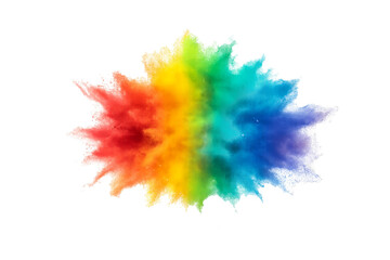 Fototapeta premium Rainbow Powder Explosion: A vibrant explosion of rainbow-colored powder, creating a dynamic and colorful abstract art piece. The spectrum of colors bursts outwards.
