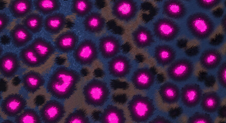 Abstract animal print pattern with bright pink and dark tones  