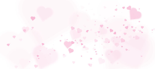 Romantic background with pink hearts on white background in soft and airy style. Suitable for love, wedding and congratulations themed designs. PNG
