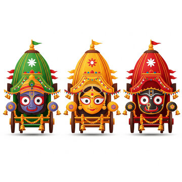 jagannath rathyatra vector with chariots of jagannath balabhadra and subhadra for rathyatra festival concept