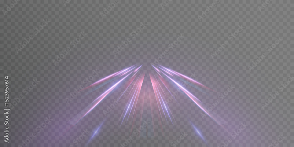 Poster transparent pink-violet light rays emanate upwards, creating a sense of acceleration, movement of th