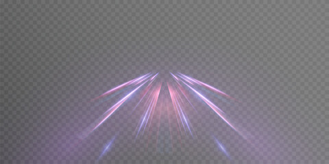 Transparent pink-violet light rays emanate upwards, creating a sense of acceleration, movement of the flow of light. Energetic flow. Vector