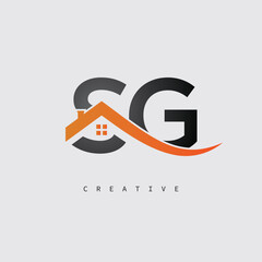 SG Real Estate Creative Logo – Minimalist House Roof Monogram for Property, Realtor & Construction Branding	
