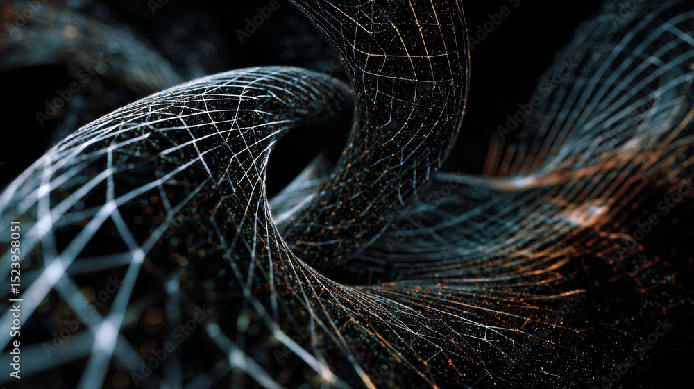 Poster abstract wireframe structure with a dark background creating a futuristic and complex design element