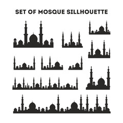 Fototapeta premium Set of Mosque silhouette icon logo template, Mosque icon vector Illustration design template